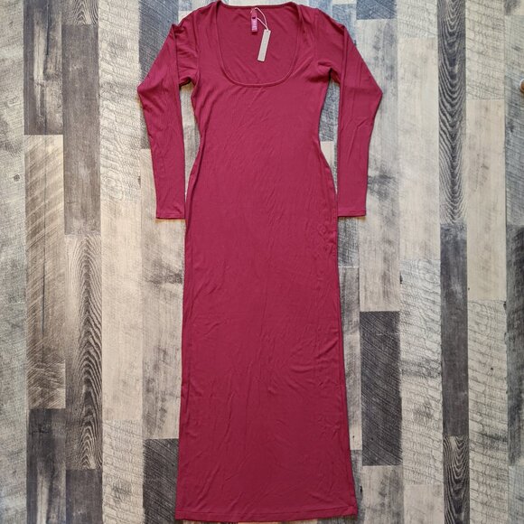 Skims Soft Lounge Long Sleeve Maxi Dress XL Brick Red - Picture 2 of 7